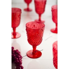 Mustran Akrilik Kırmızı Tekli Kadeh & Su Meşrubat Kahve Yanı Bardağı 450 ml ( Cam Değildir )