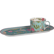 LuckyArt Florıne Bone Tek Kısılık Tepsılı Çay Fincan Seti