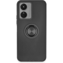 Vivo Y16 Kılıf Montreal Yüzüklü Silikon Kapak - Siyah ARLSTRTCH-MPA3256