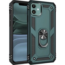 Iphone 11 Kılıf Sofya Yüzüklü Silikon Kapak - Yeşil ARLSTRTCH-MPA3256