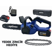 Optivex 21V Çift Akülü Kömürsüz Dijital Göstergeli Çantalı Budama Testeresi
