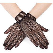 Siyah Renk Likralı File Eldiven Parmaklı Örgü Eldiven Yetişkin Boy ARLSTRTCH-YNT3256