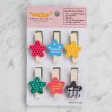 Çarşı Point Loren Dekoratif Yıldız Desenli Mandal 6 Lı