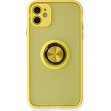 Iphone 11 Kılıf Montreal Yüzüklü Silikon Kapak - Sarı ARLSTRTCH-MPA3256