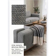Aşkana Çok Amaçlı Koltuk Örtüsü 170X210 cm %100 Pamuk Koton Pike Çekyat Örtüsü Koltuk Şalı Tv Battaniyesi Türkiye Üretim-Siyah-Bej