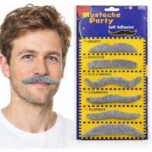 6’lı Yapışkanlı Gri Parti Bıyık Seti – Farklı Modeller ARLSTRTCH-YNT3256