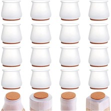 24 Adet 2–2.5 cm Keçe Silikon Yarı Saydam Sandalye Pabucu – Güçlü Elastik Zemin Koruyucu