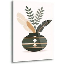 Shiny Art Minimal Vazo ve Yaprak Cam Tablo - MOD156