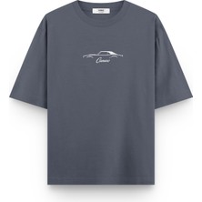 Overoz Camaro Klasik Araba Baskılı Yarı Oversize Siyah T-Shirt 1092
