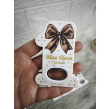 Doğrukan Hediyelik 10 Adet Kahverengi Fiyonklu 1 Açacak Magnet Yenidoğan Doğum Günü Hediyelik