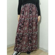 Hoaryage Beli Lastikli Desenli Penye Kumaş Maxi Boy Anne Etek %100 Pamuk 38BEDEN 100KG