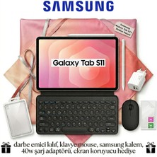 Samsung Galaxy Tab S11: 11" Dynamic Amoled 2x Ekran, Yapay Zeka Destekli Akıllı Notlar, IP68 Suya Dayanıklı - S-Pen Kalem+Darbe Dayanıklı Kılıf+Klavye Mouse+ Ekran Koruyucu+ 40W Şarj Adaptör Hediyeli