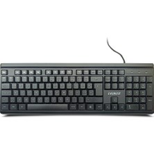Ronanna Everest KB-741F, USB Kablolu, Türkçe F,  2 Metre Bakır Kablolu, Standart Klavye (Siyah)
