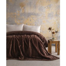 Apricitas Home Çift Kişilik Trusty Kahve Jakar Desen Battaniye 200x220 CM