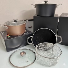 Granit Yanmaz ve Yapışmaz Fritöz Kızartma Tenceresi 22CM ARLSTRTCH-CERC3256