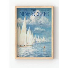 Viela Home Ahşap Çerçeveli The New Yorker Yelkenli Poster – Retro Deniz Temalı Duvar Dekoru