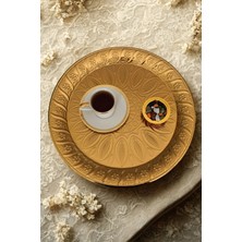 Ahinur Mutfak Antik Desenli Gol Yuvarlak Saç Tepsi 6 Kişilik 35 cm