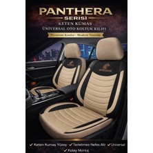 Trobus Fiat Siena 1996–2012 - Panthera Serisi Keten Koltuk Kılıfı (Ön+Arka) - Bej - Siyah