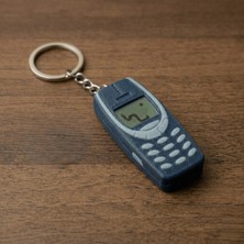 Atatuğ Hediyelik Premium Mavi 3D Baskı Nostaljik Tuşlu Telefon Anahtarlık - İkonik Yılan Oyunu Figürlü