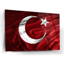 Shiny Art Dalgalı Türk Bayrağı Cam Tablo – ATA318