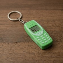 Atatuğ Hediyelik Premium Yeşil 3D Baskı Nostaljik Tuşlu Telefon Anahtarlık - İkonik Yılan Oyunu Figürlü
