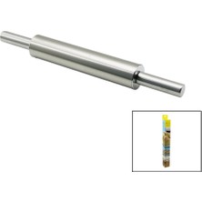 Vocen Rolling Pin Çelik Metal Merdane - Hamur Rulosu Merdane: 25CM - Sap: 2X9CM =T.UZUNLUK:43CM