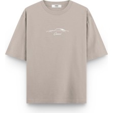 Overoz Camaro Klasik Araba Baskılı Yarı Oversize Siyah T-Shirt 1092