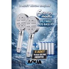 Aqua Sara 2 Adet 6 Fonksiyonlu Filtreli Duş Başlığı Krom Renk (5ADET Yedek Filtre)| Su Arıtmalı, Klor ve Kireç Önleyici, Yüksek Basınçlı