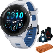Garmin 010-02810-01 Forerunner 265 Gps Akıllı Saat , Whitestone/tidal Blue | Resmi Abd Ortak Modeli | Spor Havlusu + Deco Essentials Wearable Commuter Front & Arka Güvenlik Işık Işık Işık Işık Işık