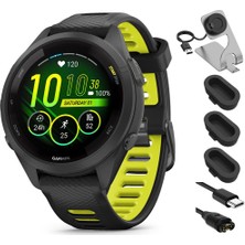 Garmin 010-02810-03 Forerunner 265S Gps Akıllı Saat Black/amp Yellow Sche With Deco Essentials Şarj Dock, Silikon Dust Cover 3 Pack ve USB Type C Şarj Kablosu
