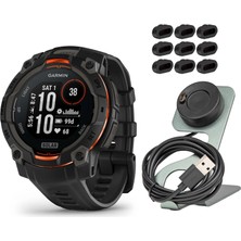 Garmin Instinct 3 45MM Solar Gps With Built-In Flashlight (Black) Sche With Focus Camera Portable Şarj Stand And Focus Şarj Port Protectors (9-Pack) (3)