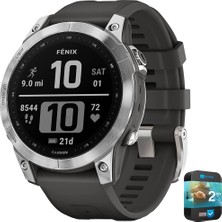 Garmin 010-02-2017 Fenix 7 Silver With Graphite Band | Resmi Abd Ortak Modeli | Sche With 2 Yr Cps Geliştirilmiş Koruma Paketi