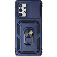 Samsung Galaxy A52 Kılıf Pars Lens Yüzüklü Silikon - Lacivert ARLSTRTCH-MPA3256