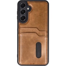 Samsung Galaxy A15 4g Kılıf Sara Kartvizitli Deri Kılıf - Taba ARLSTRTCH-MPA3256