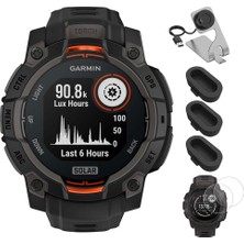 Garmin 010-02934-00 Instinct 3-45 mm Açık Gps Akıllı Saat Solar Black Band Sche ile Deco Essentials Şarj Dock, Silikon Dust Cover 3 Pack ve 2pack Ekran Koruyucu