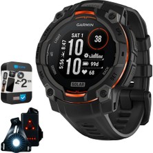 Garmin Instinct 3-45 mm Açık Gps Akıllı Saat , Solar, Black Band 010-02934-00 Sche With 2 Yr Cps Geliştirilmiş Koruma Paketi & Deco Essentials Wearable Safety Light