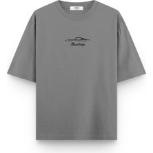 Overoz Klasik Araba Ford Mustang Baskılı Yarı Oversize Unisex T-Shirt 1184