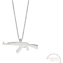 Bigakan Silah AK47 Keleş Taşsız Model 925 Ayar Gümüş Kadın Kolye