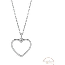 Bigakan Kalpli Sade Taşsız Model 925 Ayar Gümüş Kadın Kolye