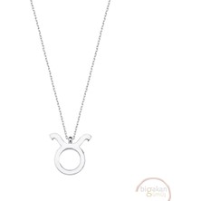 Bigakan Boğa Burcu Sembol Astroloji Taşsız Model 925 Ayar Gümüş Kadın Kolye