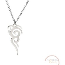 Bigakan Alev Figürlü Minimalist Taşsız Model 925 Ayar Gümüş Kadın Kolye