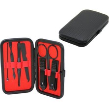 7 Pcs - Siyah Manikür - Pedikür Seti Siyah Cüzdan Modeli Çantalı