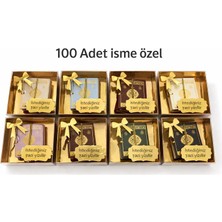 SHR Tasarım 100 Adet Isme Özel Karışık Renk Kutulu Mini Kuran Hac Umre Mevlüt Hediyelik