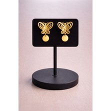 Mdm Style Füsun Gold Renk Tasarım Kelebek Küpe – Zarif, Işıltılı ve Modern Kadın Takı