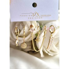Initium Premium Paslanmaz Çelik 6'lı 14K Gold Küpe