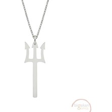 Bigakan Poseidon Üç Dişli Mızrak Mitoloji Taşsız Model 925 Ayar Gümüş Kadın Kolye