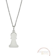 Bigakan Piyon Santranç Taşsız Model 925 Ayar Gümüş Kadın Kolye