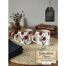 Alpkan Mistik Gelincik Serisi(2'li):  El Yapımı Porselen Fincan Seti (Altın Detaylı),sevdiklerinize