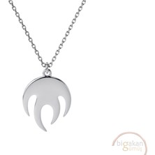 Bigakan Alev Ateş Deseni Kolye Taşsız Model 925 Ayar Gümüş Kadın Kolye