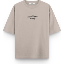 Overoz Klasik Araba Ford Mustang Baskılı Yarı Oversize Unisex T-Shirt 1184